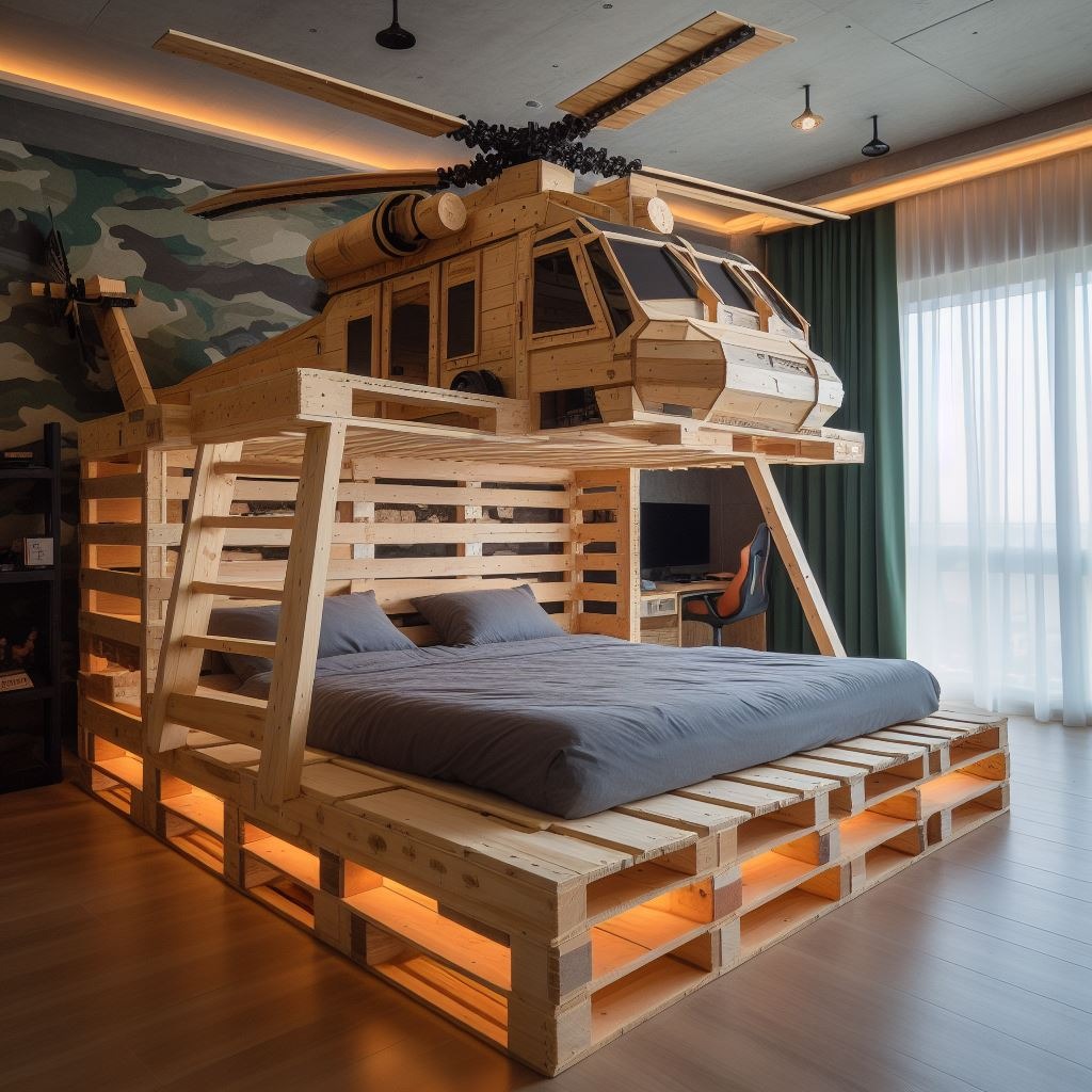 Where to Purchase or How to DIY Helicopter Inspired Pallet Bunk Beds