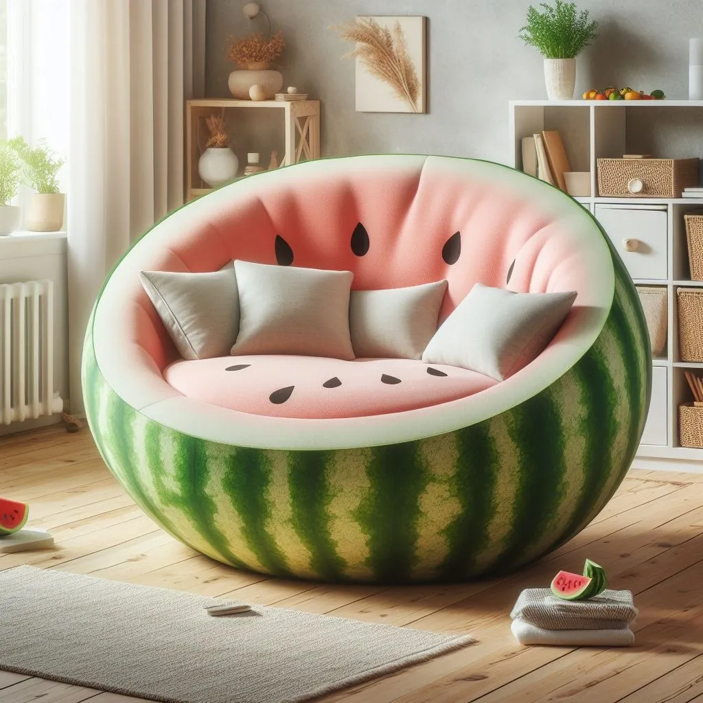The Refreshing Charm of a Single Sofa Shaped Like a Watermelon
