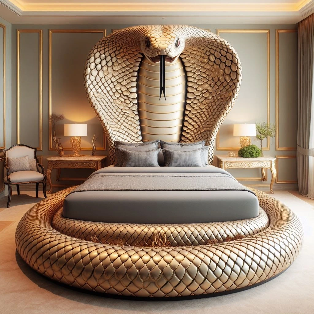 Exploring the Elegance and Intrigue of a Cobra-Inspired Bed