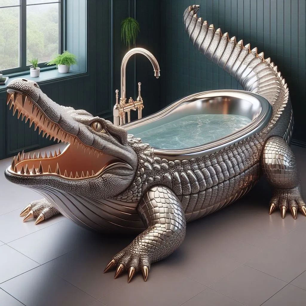 Embrace the Wild Side: Elevate Your Bathing Experience with a Crocodile-Inspired Bathtub