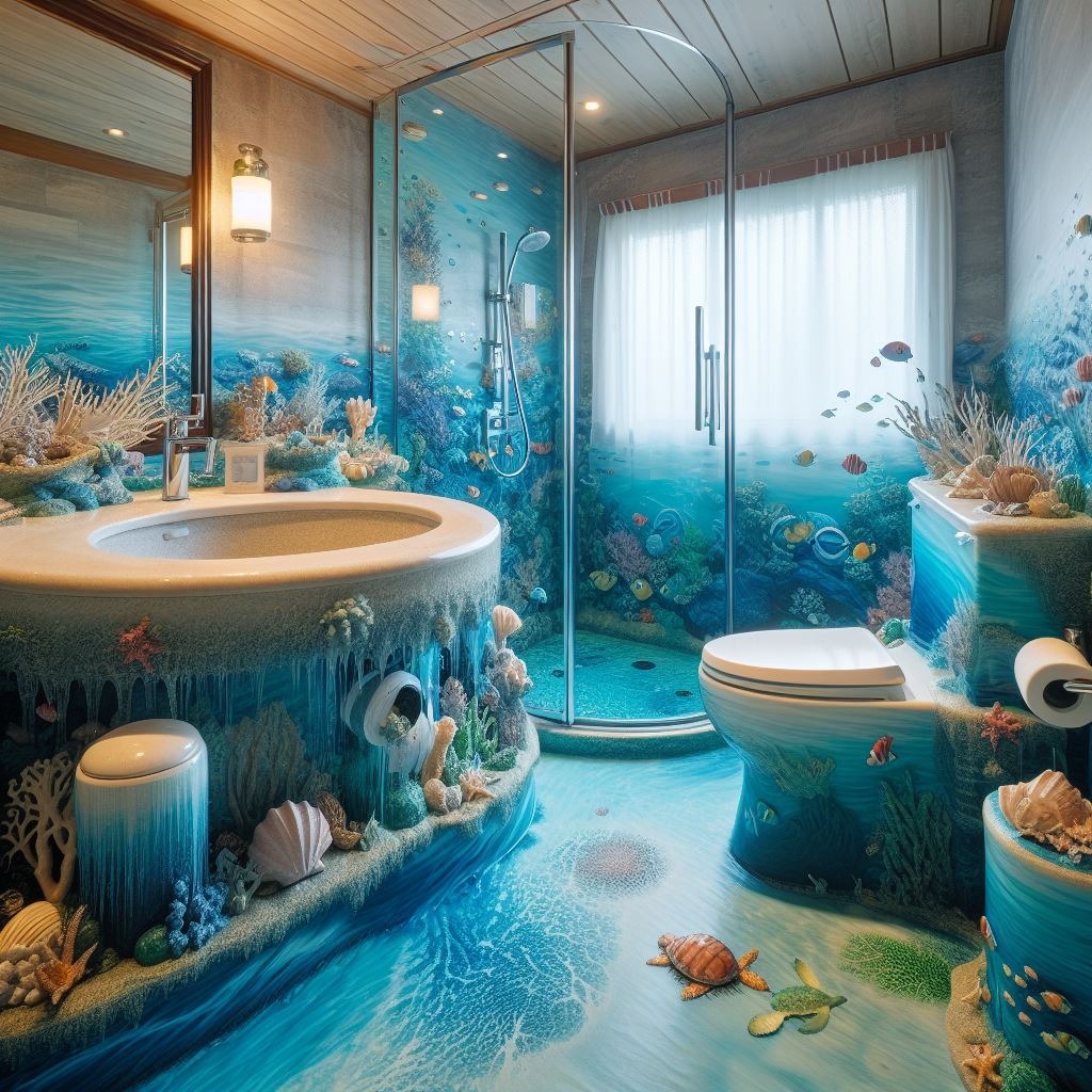 My bathroom is an ocean theme, but I need to transition to fresh water  fishing.