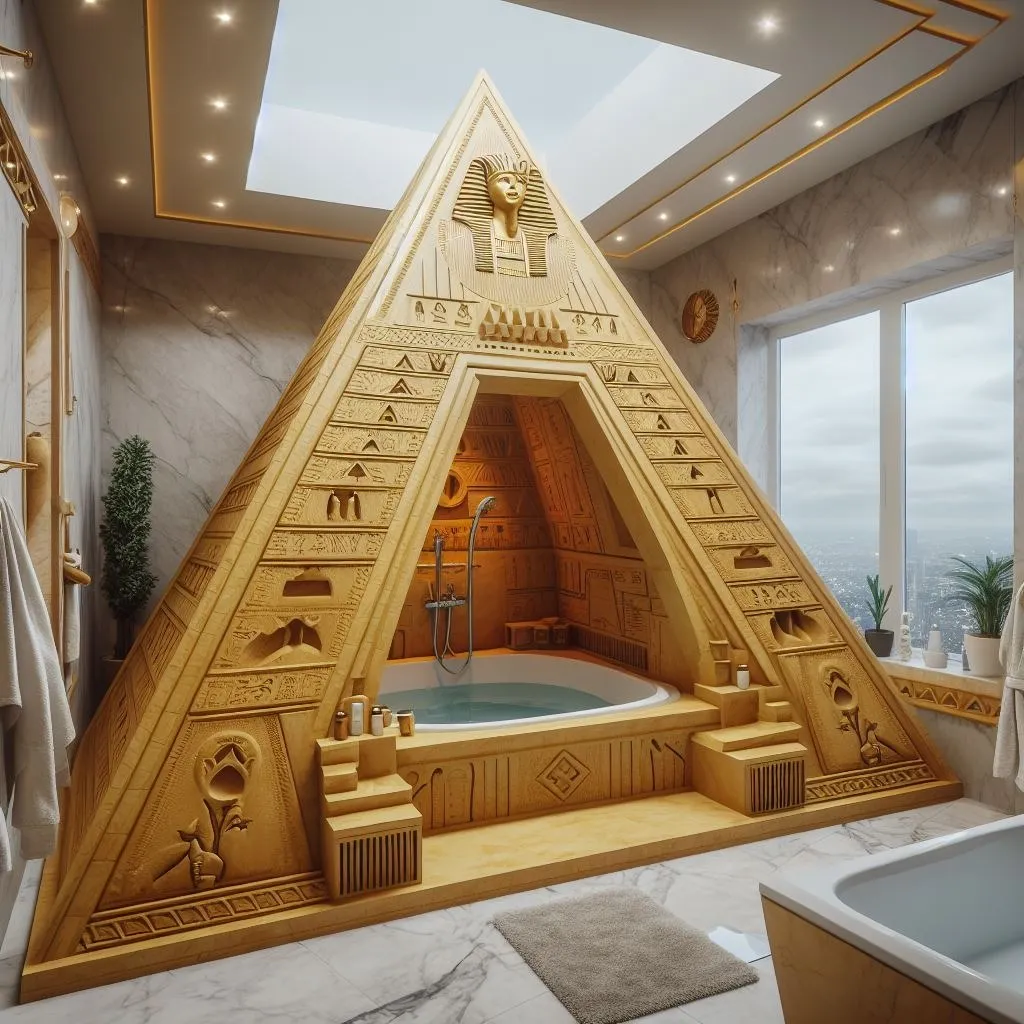 Pyramid-Shaped Standing Shower: A Focal Point in Bathroom Design