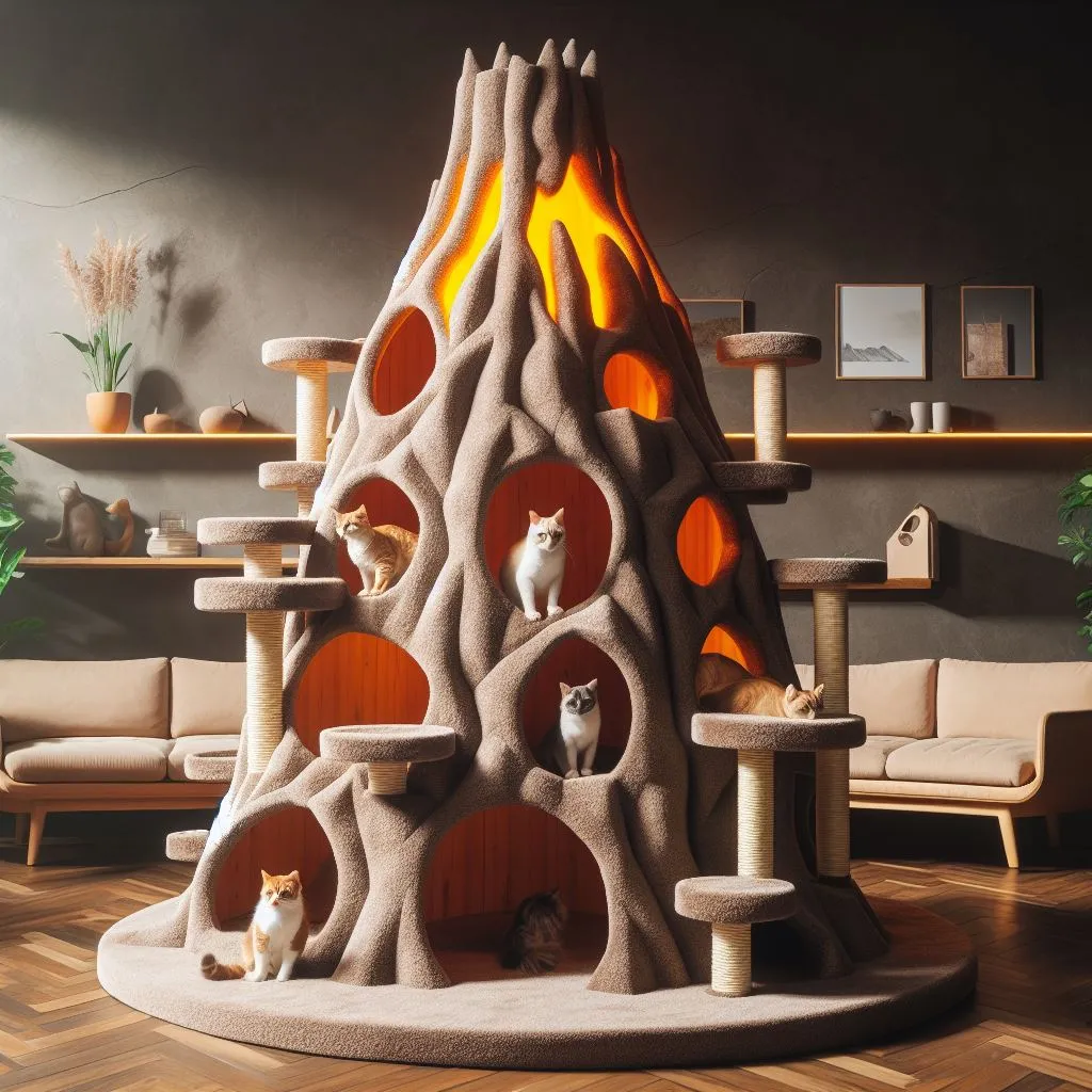 The Art of Crafting the Volcano-Inspired Cat Tree