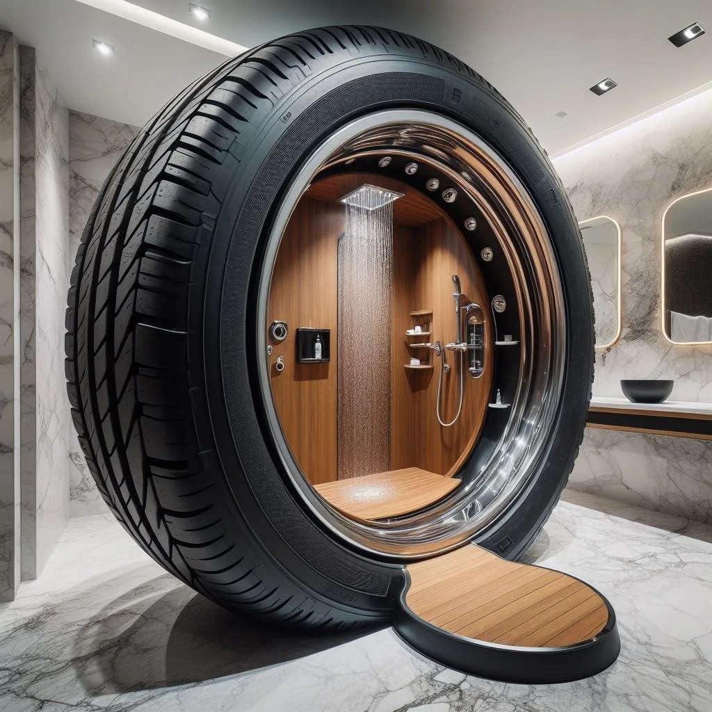 Unveiling the Car Tire-Shaped Shower