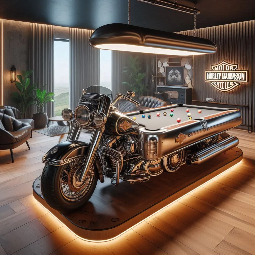 Riding the Wave: The Allure of a Harley Davidson Shaped Pool Table