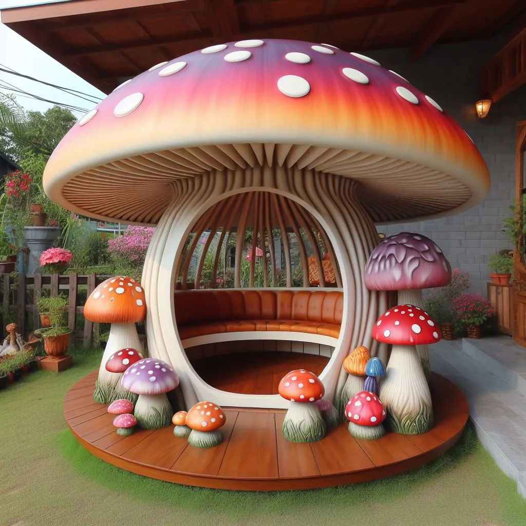 DIY Mushroom Shaped Garden Arbours 