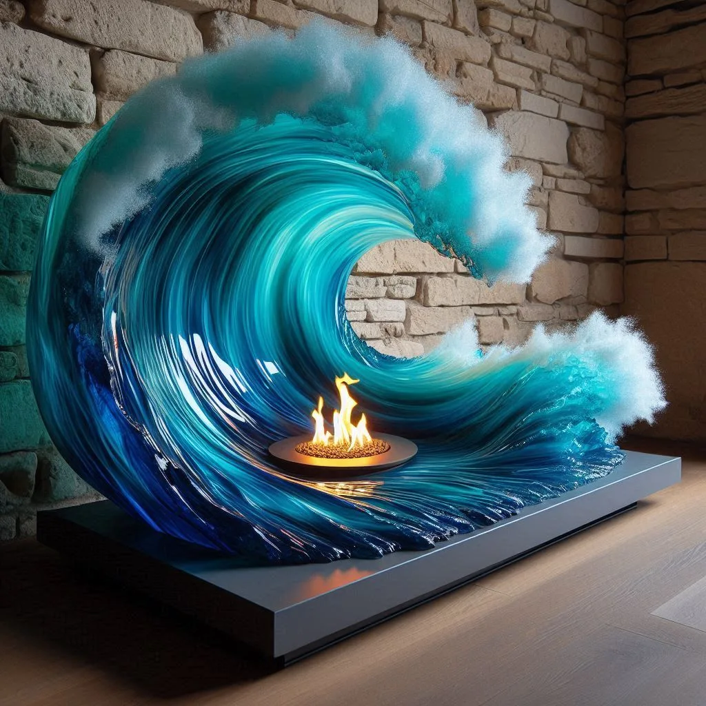 The Allure of Ocean Wave Fireplaces