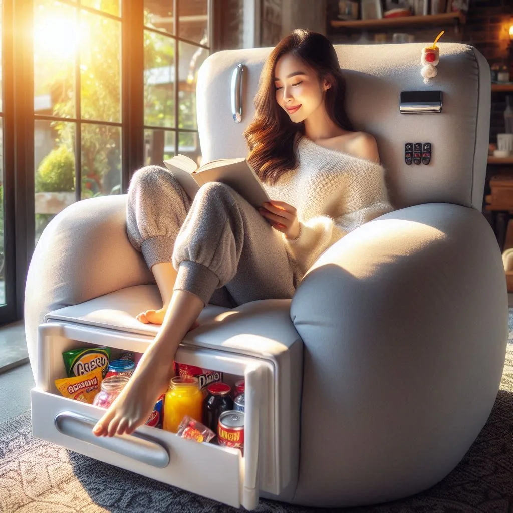 Refrigerator Integrated Bean Bag Chair - Innovative Design and Functionality