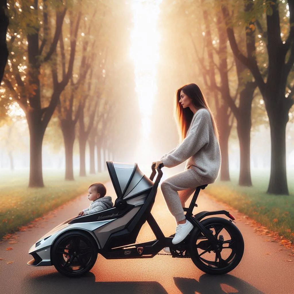 Sports Car Shaped Integrated Bicycle Stroller & Versatile 4-in-1 Design