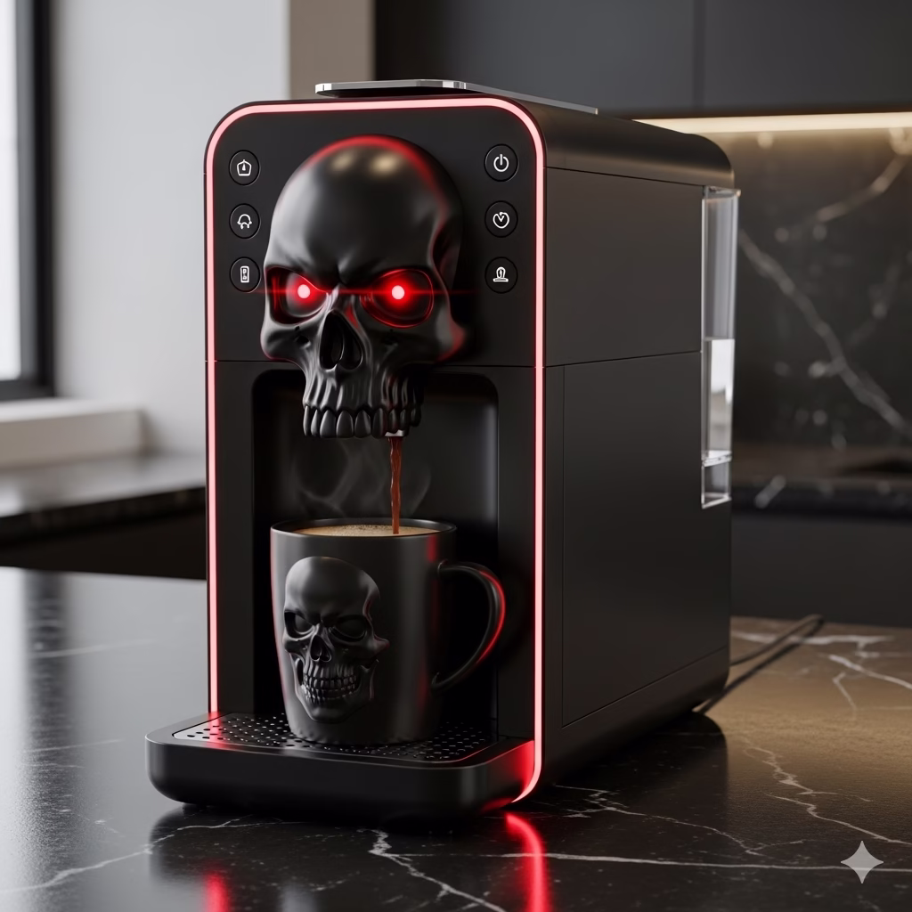 Gothic Skull Coffee Maker: Brew Your Morning Ritual with Dark Elegance