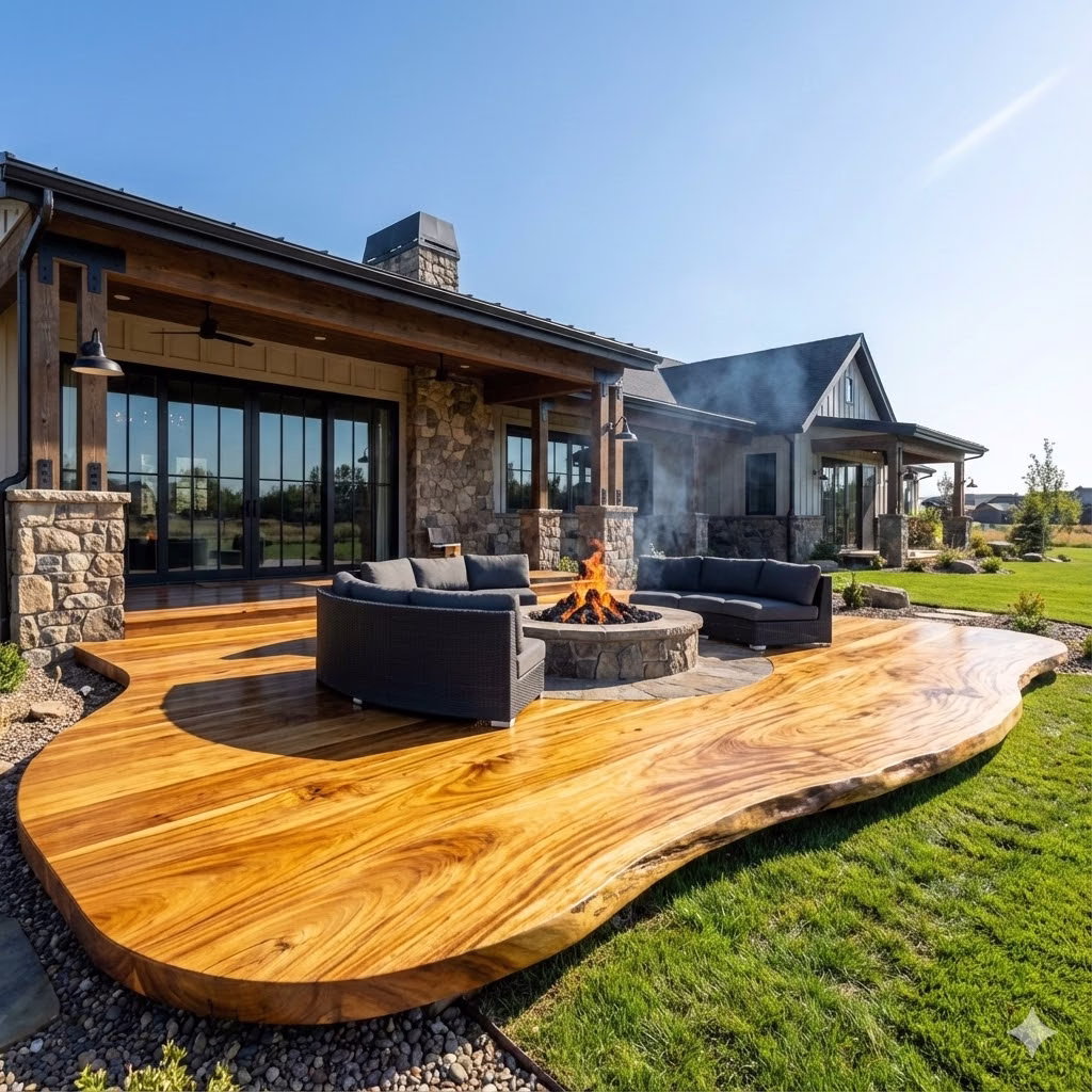 Wood Slab Patio Design Ideas