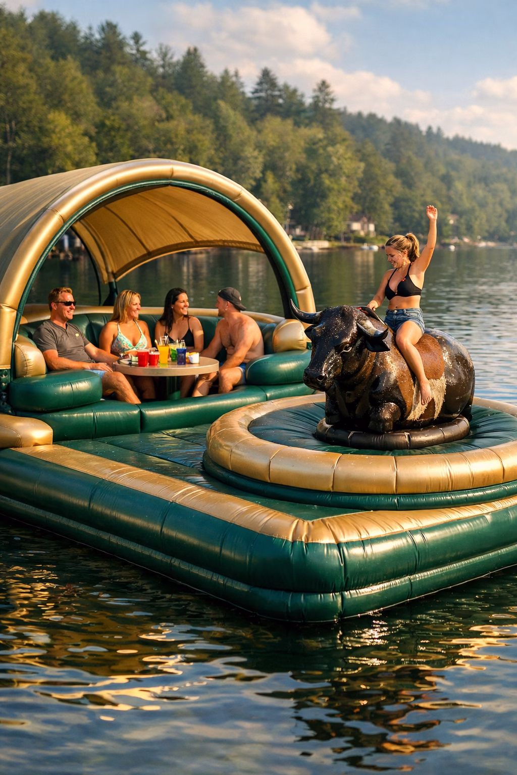 Inflatable Mechanical Bull Lake Float: Ride the Waves, Rodeo Style