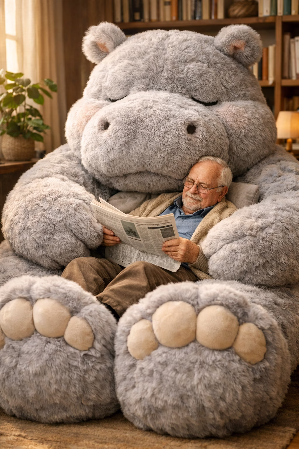 Plush Hippo Sleeping Chair: Cozy Comfort Meets Playful Design