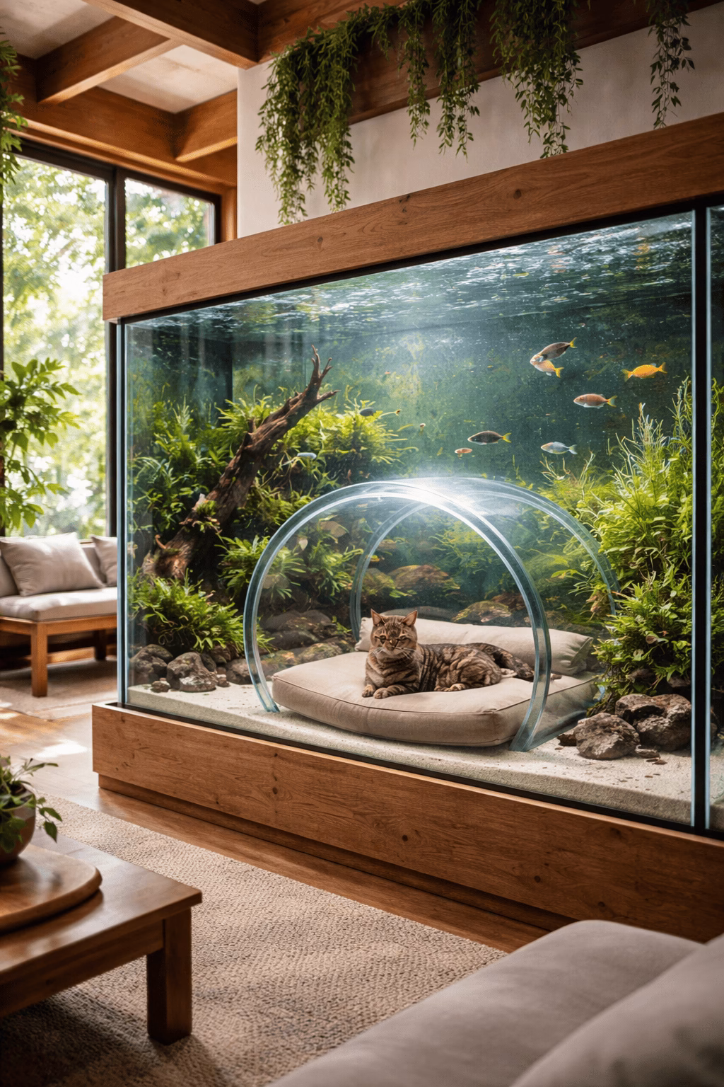 What Are Aquariums with Built-In Cat Tunnels?