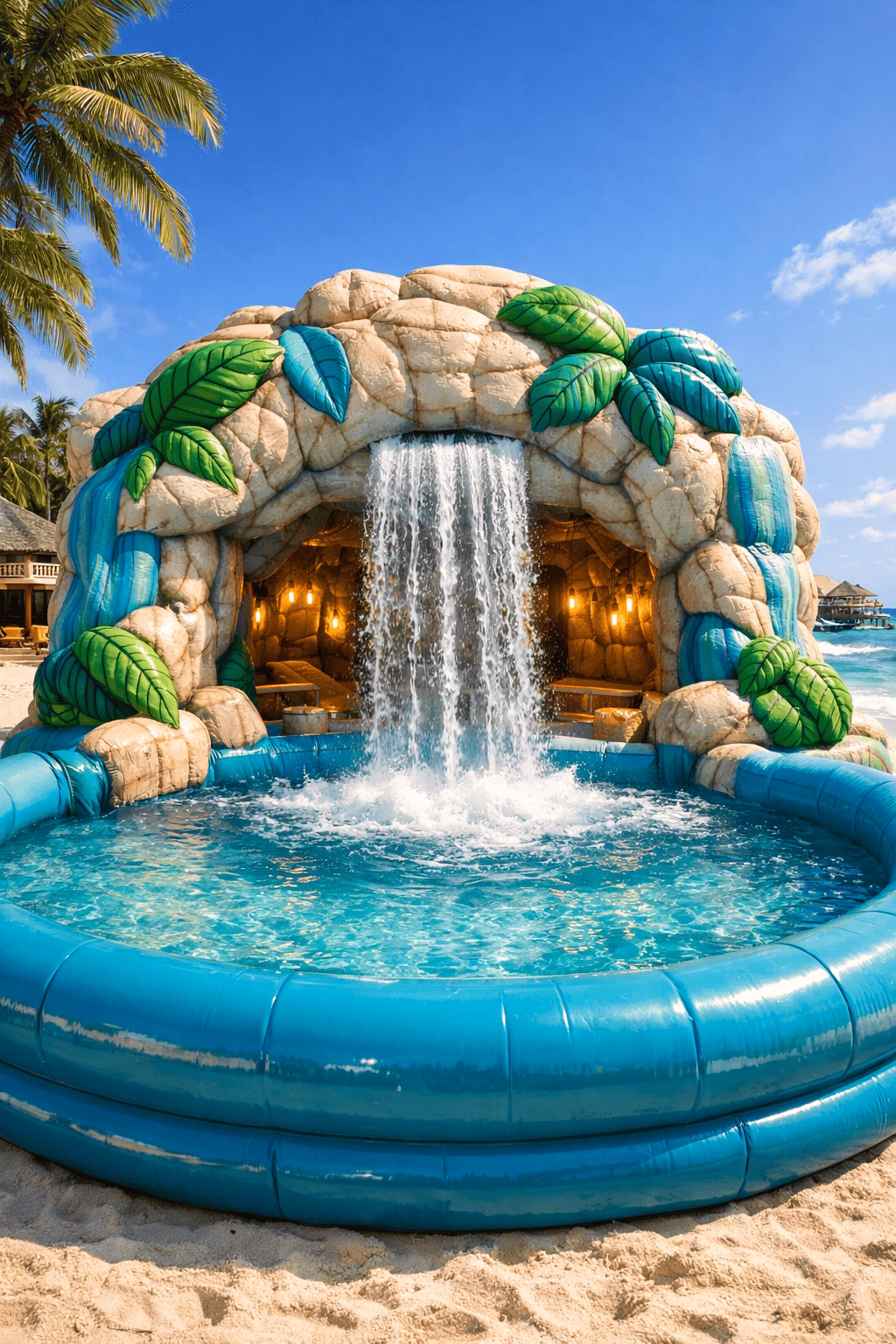 What Is an Inflatable Jungle Cave Waterfall Pool?