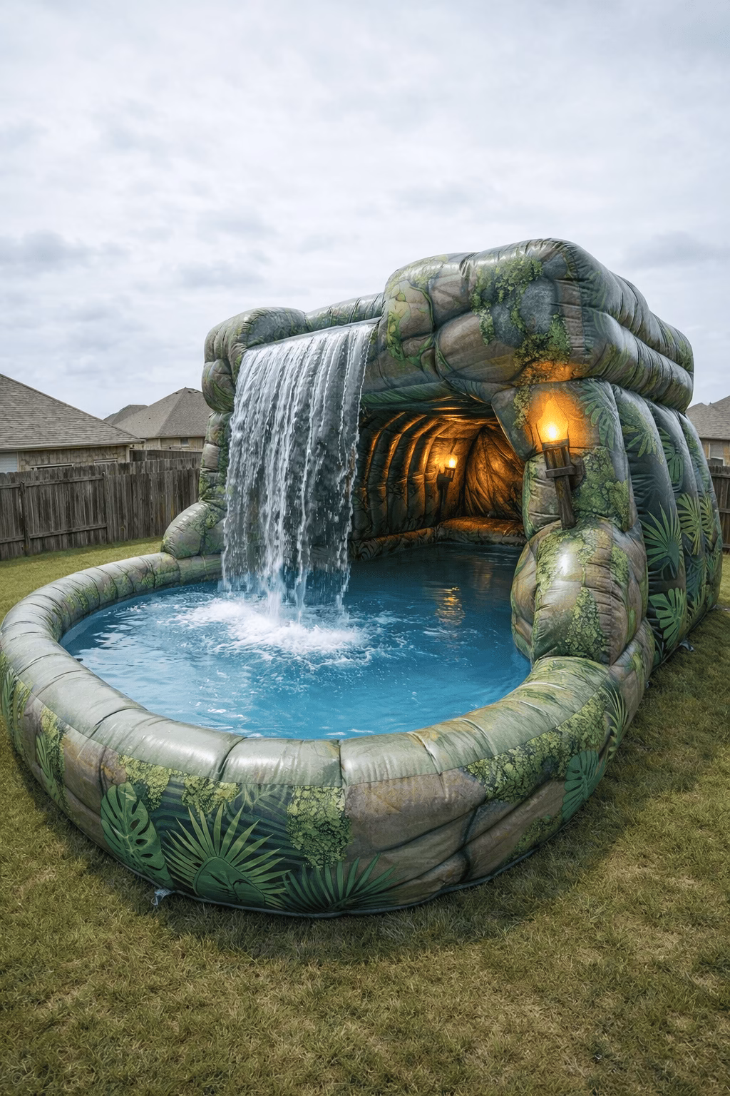 Inflatable Jungle Cave Waterfall Pool: Transform Your Backyard into a Tropical Paradise